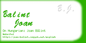 balint joan business card